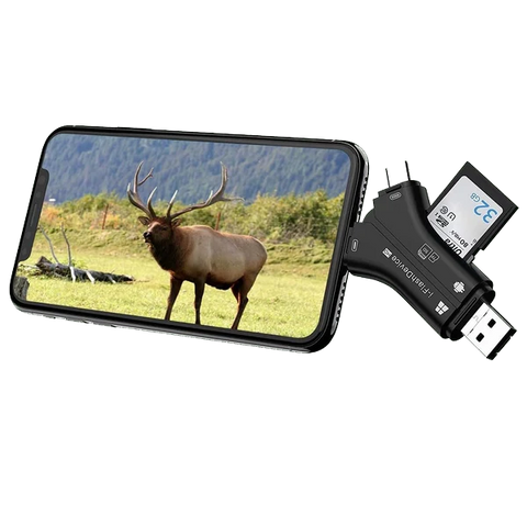 Game & Trail Camera Viewer SD Card Reader, Micro SD Memory Cardreader for Cell Phone to View Photos, Videos from Deer Hunting Cameras, Wildlife Cams.