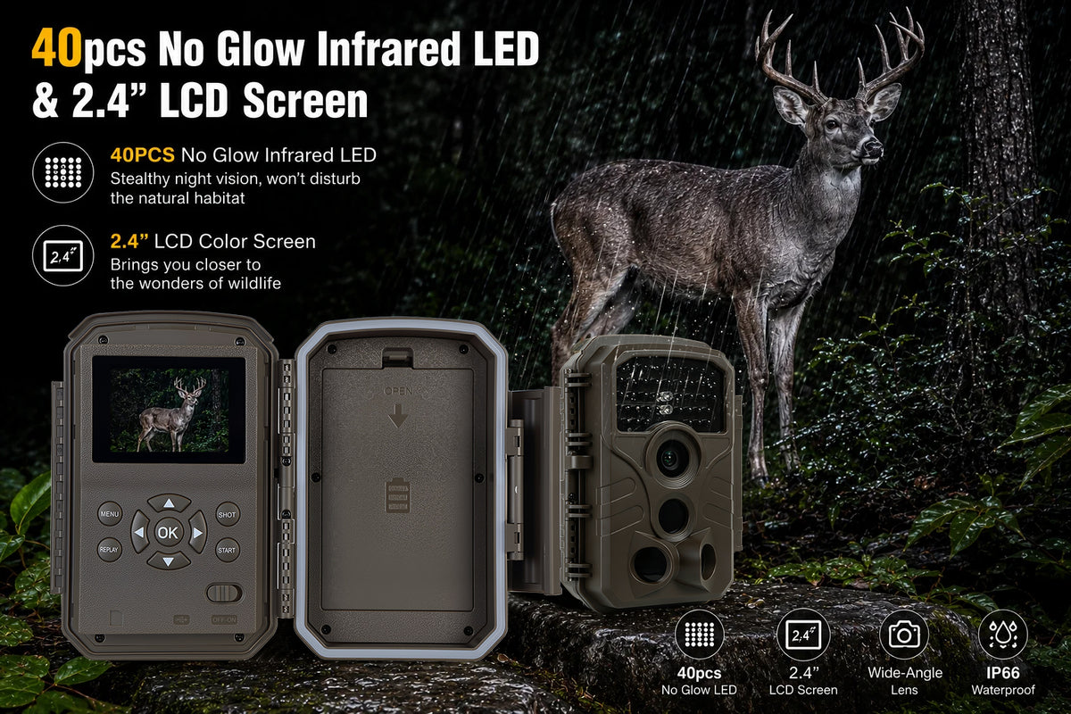 2-Pack Game & Trail Camera 4K Video & 64MP Photo with 100ft Night Vision Motion Activated 0.1s Trigger Speed Waterproof for Home Security, Outdoor Wildlife Scouting | T306 Oak Brown