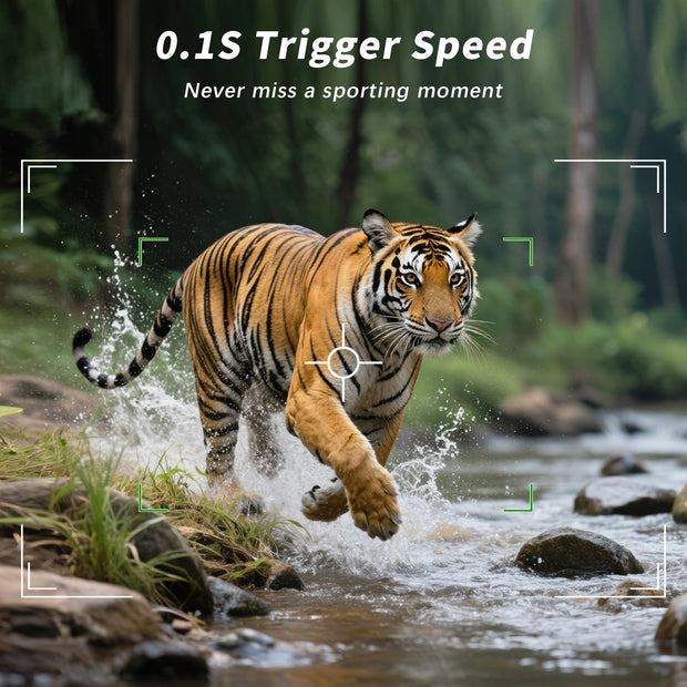 Blazevideo A106W 4K WIFI 64MP Trail Camera 100ft Night Vision Motion Activated 0.1S Trigger Speed No Glow Waterproof for Wildlife Observing & Backyard Security