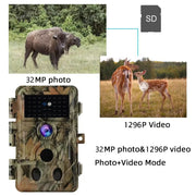 5-Pack Trail & Wildlife Animal Camera 32MP 1296P Video 0.1s Trigger Speed Farm and Field Camera Motion Activated Waterproof with Night Vision No Glow