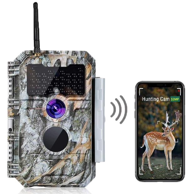 2-Pack Bluetooth WiFi Game Trail Wildlife Camera 32MP 1296P Night Vision No Glow Motion Activated Camouflage for Wildlife Hunting | W600