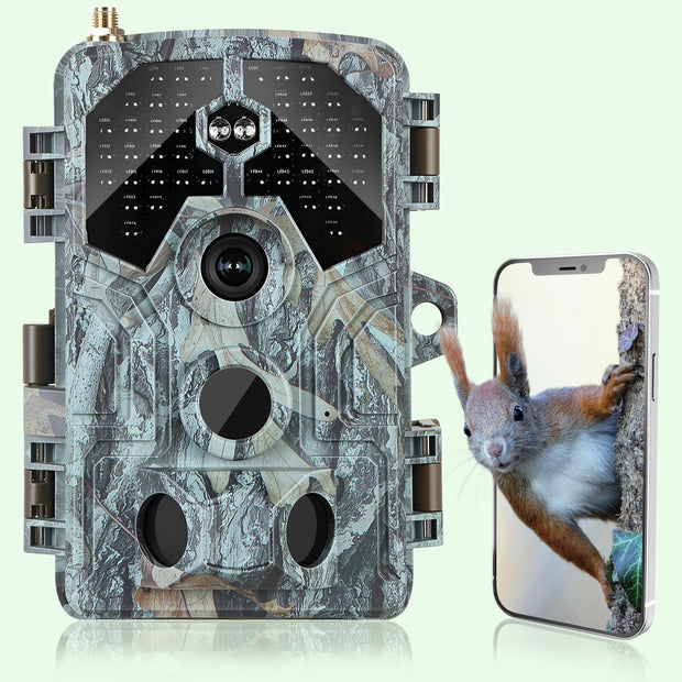 Blazevideo A106W 4K WIFI 64MP Trail Camera 100ft Night Vision Motion Activated 0.1S Trigger Speed No Glow Waterproof for Wildlife Observing & Backyard Security