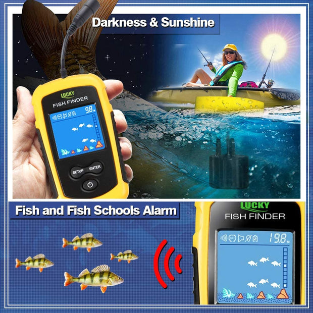 Portable Fish Finder Handheld Fish Finder Fish Location and Water Depth Sonar Sensor LCD Display for Lake/ice/kayak/shore/canoe fishing