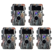 5-Pack Game Trail & Farm Field Tree Cams for Wildlife Deer Hunting 24MP 1296P H.264 Video No Flash Night Vision Motion Activated Waterproof.