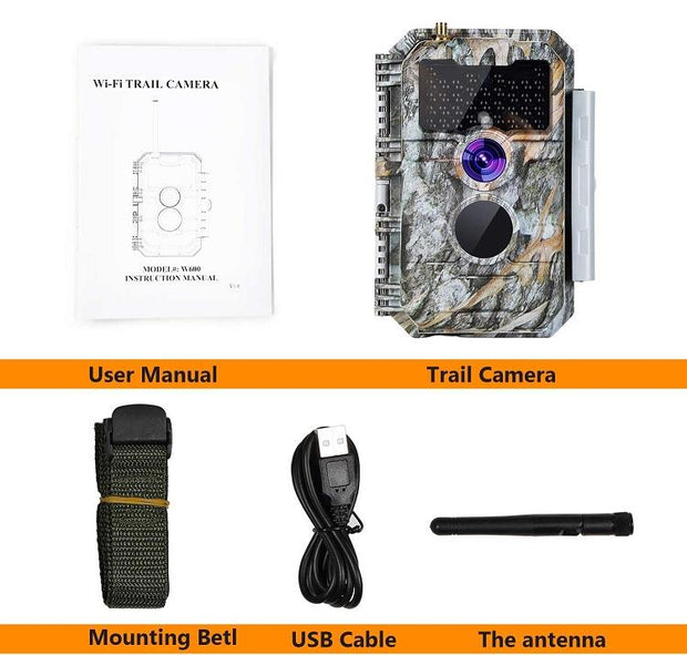 Wireless Bluetooth WiFi Game Trail Camera with 24MP 1296P Video Night Vision No Glow Motion Activated for Deer Wildlife Hunting, Home Security.
